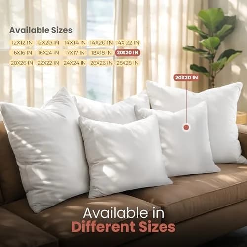 Utopia Bedding 20x20 Pillow Inserts | Fluffy, Durable Polyester Support for Couch & Bed (70-120 chars) thumbnail 6