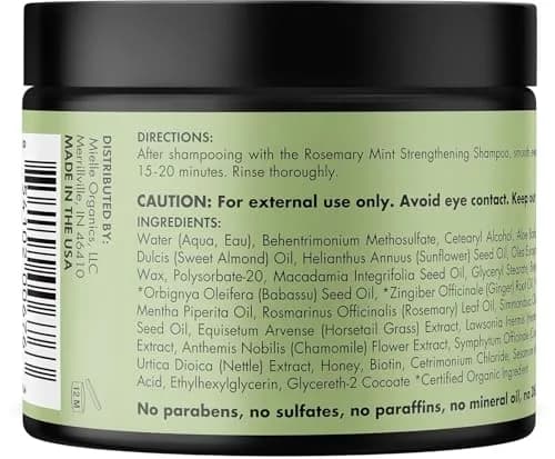 Mielle Organics Rosemary Mint Hair Mask with Biotin, 12 oz | Deep Hydrating & Strengthening for All Hair Types thumbnail 8