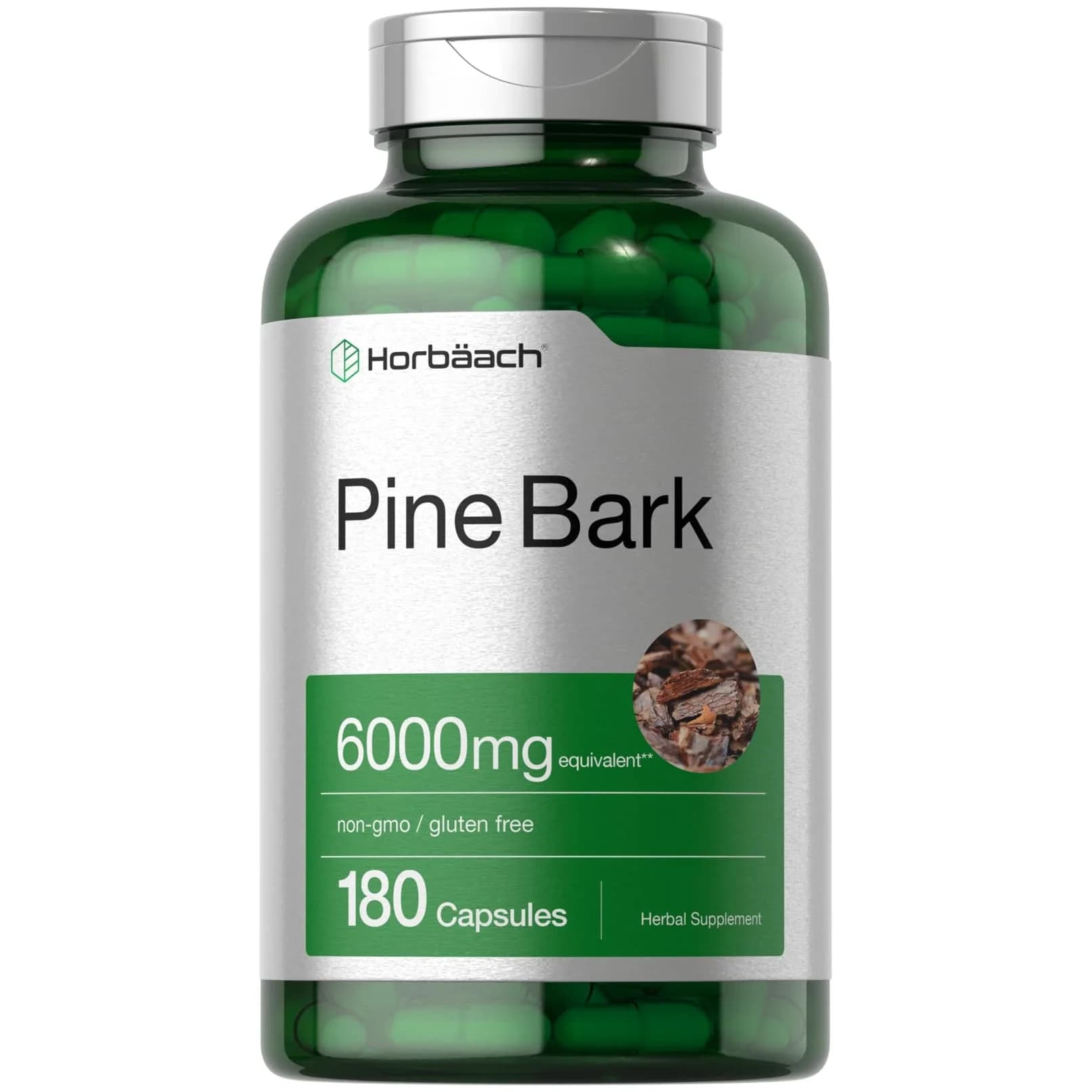 Horbäach Pine Bark Extract 180 Capsules | Standardized to 75% Proanthocyanidins