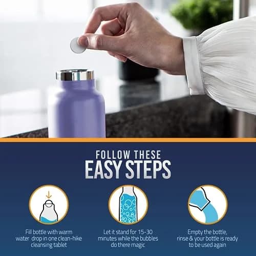 CleanHike Water Bottle Cleaning Tablets 30 Ct | No Scrub Effervescent Formula for Tumblers & Sport Bottles thumbnail 3