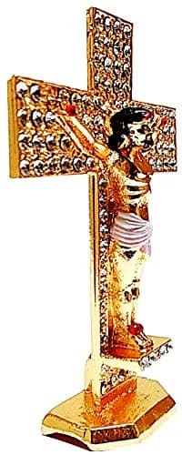 Purpledip Metal Crucifix with Gemstones & Jesus Christ on Cross | 7.6cm (3 inch) L x 2.5cm (1 inch) W x 10.2cm (4 inch) H thumbnail 4