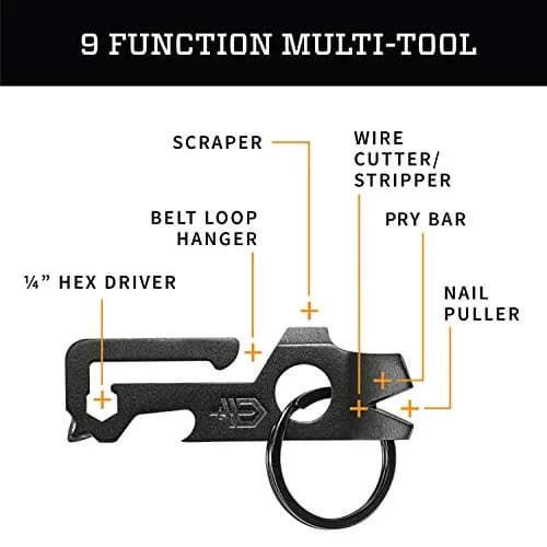 Gerber Gear Mullet Keychain Multi-Tool 7.6cm (3 inches) | 9-in-1 EDC Pry Bar, Wire Stripper, Bottle Opener thumbnail 3