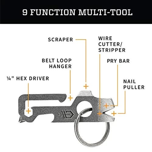 Gerber Gear Mullet Keychain Multi-Tool 3 inches (7.62 cm) | 9-in-1 Pry Bar, Wire Stripper, Bottle Opener thumbnail 3