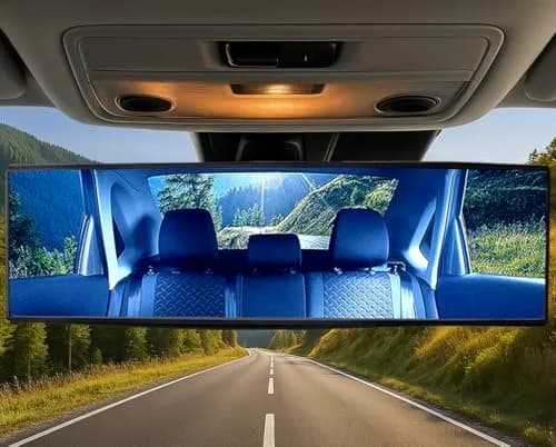 ICBEAMER 15.8" Flat Blue Tint Rear View Mirror | Wide-Angle HD Glass, Anti Glare, Universal Fit for Car, SUV, Truck thumbnail 7