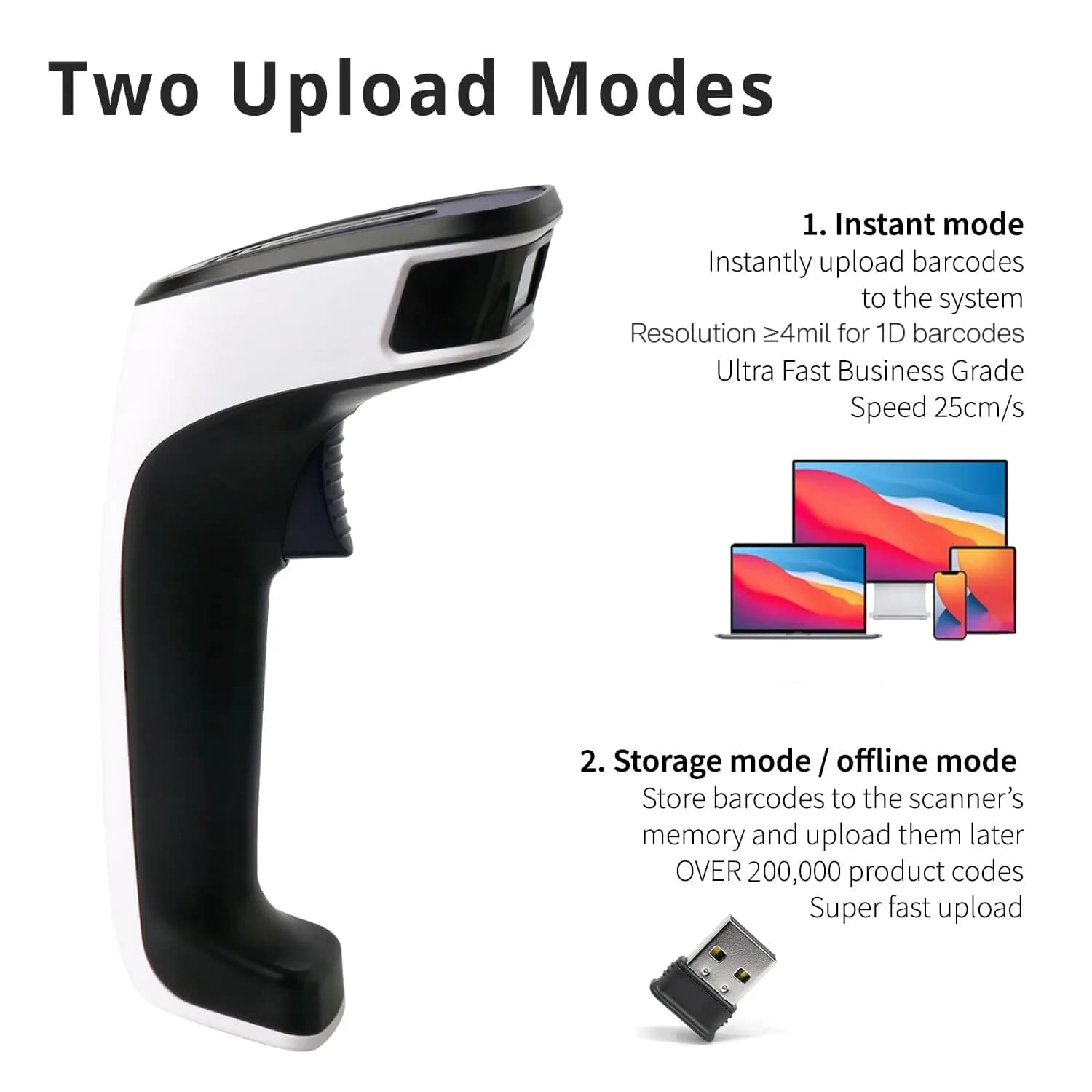 ScanAvenger Bluetooth Barcode Scanner | 1D & 2D QR Code Reader with Stand, 493ft Wireless Range, USB & 2.27 kg (5 lb) Battery - view 5