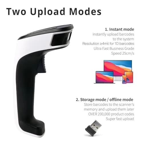 ScanAvenger Bluetooth Barcode Scanner | 1D & 2D QR Code Reader with Stand, 493ft Wireless Range, USB & 2.27 kg (5 lb) Battery thumbnail 5
