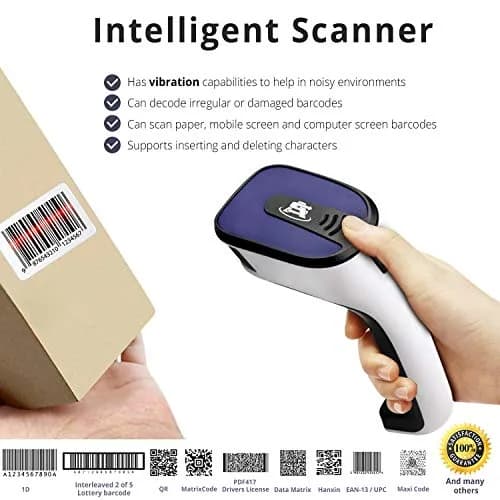 ScanAvenger Bluetooth Barcode Scanner | 1D & 2D QR Code Reader with Stand, 493ft Wireless Range, USB & 2.27 kg (5 lb) Battery thumbnail 6