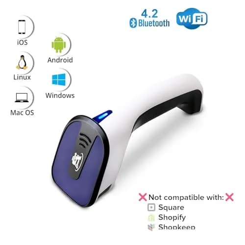 ScanAvenger Bluetooth Barcode Scanner | 1D & 2D QR Code Reader with Stand, 493ft Wireless Range, USB & 2.27 kg (5 lb) Battery thumbnail 2