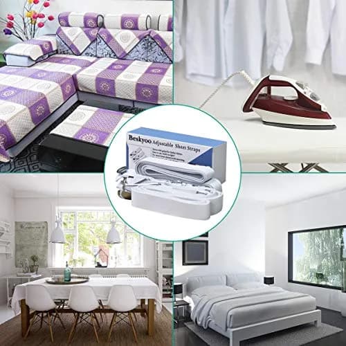 BESKYOO Bed Sheet Holder Straps - Adjustable Fitted Sheet Clips, Elastic Bed Sheet Fastener, White, Set of 4 | Keeps Sheets Taut thumbnail 5