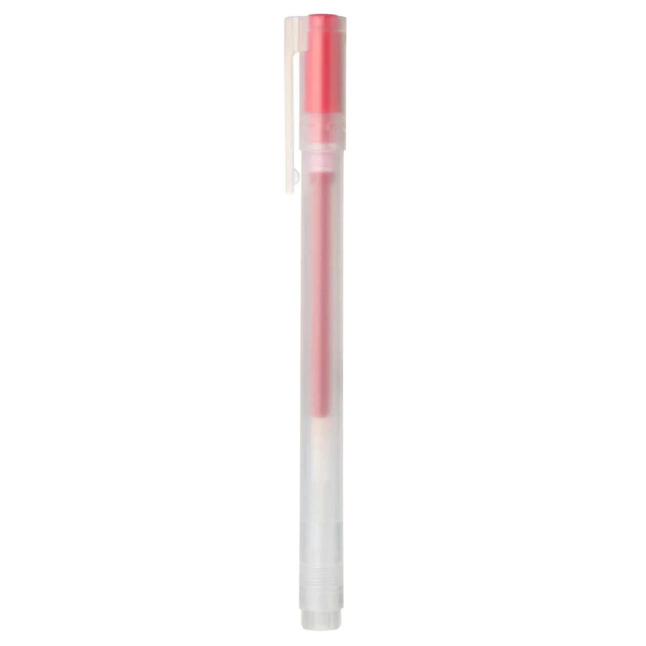 MUJI 0.38mm Red Smooth Gel Ink Ballpoint Cap Pen 10 Pieces | Smooth Ink Flow for Students & Professionals - main product image