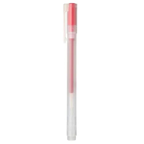 MUJI 0.38mm Red Smooth Gel Ink Ballpoint Cap Pen 10 Pieces | Smooth Ink Flow for Students & Professionals thumbnail 1