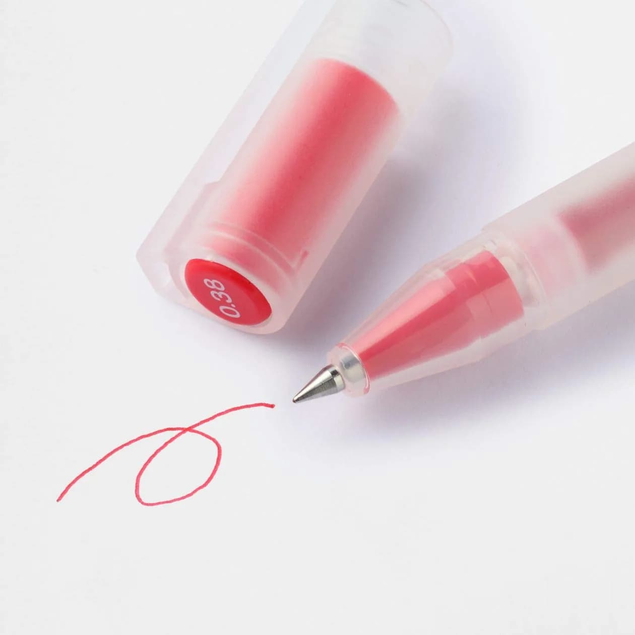 MUJI 0.38mm Red Smooth Gel Ink Ballpoint Cap Pen 10 Pieces | Smooth Ink Flow for Students & Professionals - view 2