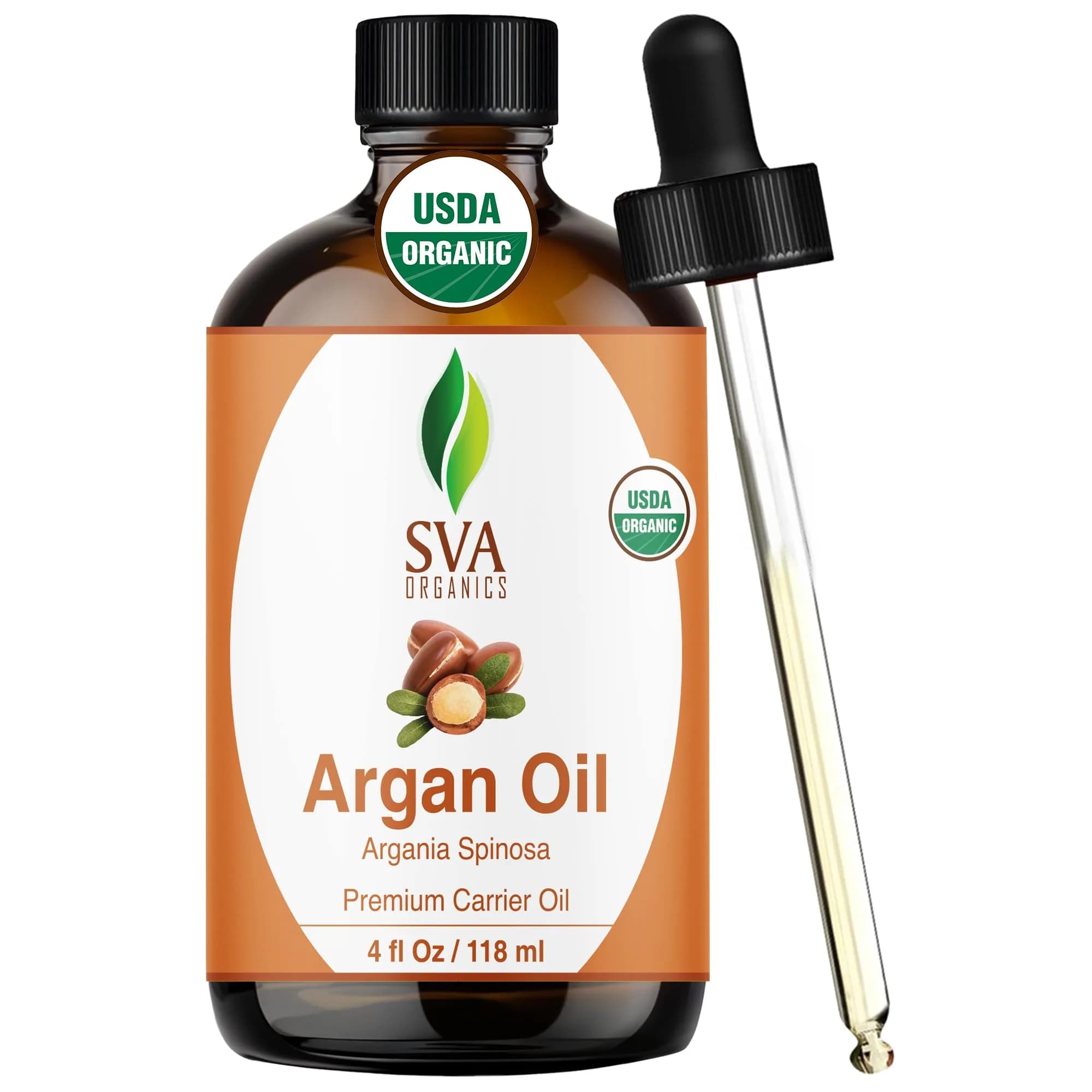 SVA Organics Organic Argan Carrier Oil 118ml (4 Fl Oz) | Cold-Pressed, Pure, Non-Greasy - main product image