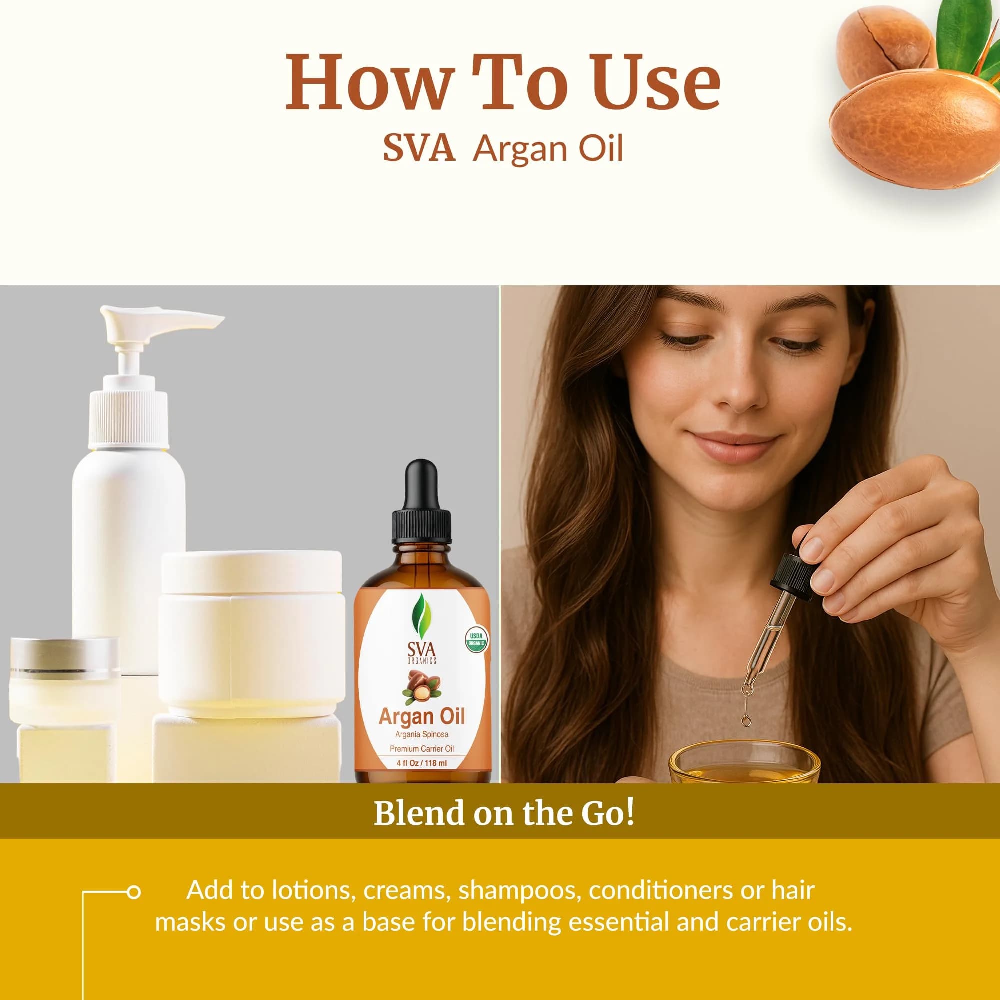 SVA Organics Organic Argan Carrier Oil 118ml (4 Fl Oz) | Cold-Pressed, Pure, Non-Greasy - view 6