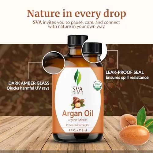 SVA Organics Organic Argan Carrier Oil 118ml (4 Fl Oz) | Cold-Pressed, Pure, Non-Greasy thumbnail 7