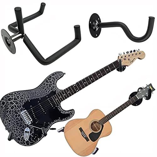 Jashem Horizontal Guitar Wall Mount Holder for Acoustic, Electric, Bass Guitars, Ukulele, Banjo, Mandolin | Heavy Duty Metal, 50 lbs Capacity thumbnail 1