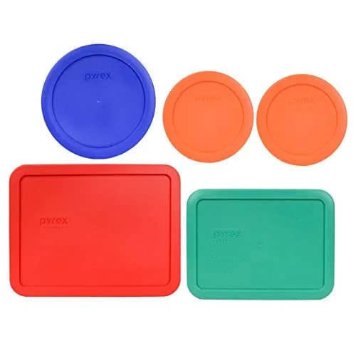 Pyrex 5-Pc Fresh Market Food Replacement Storage Lids | Made in USA, Microwave & Dishwasher Safe thumbnail 1