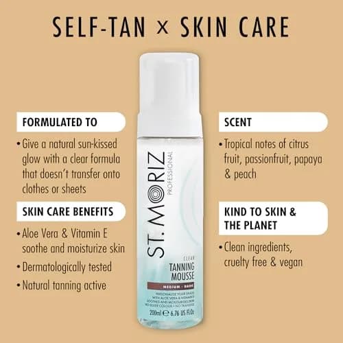 St. Moriz Professional Clear Tanning Mousse Medium to Dark 200ml (6.76 Fl Oz) | Vegan Fake Tan with Aloe Vera & Vitamin E thumbnail 2