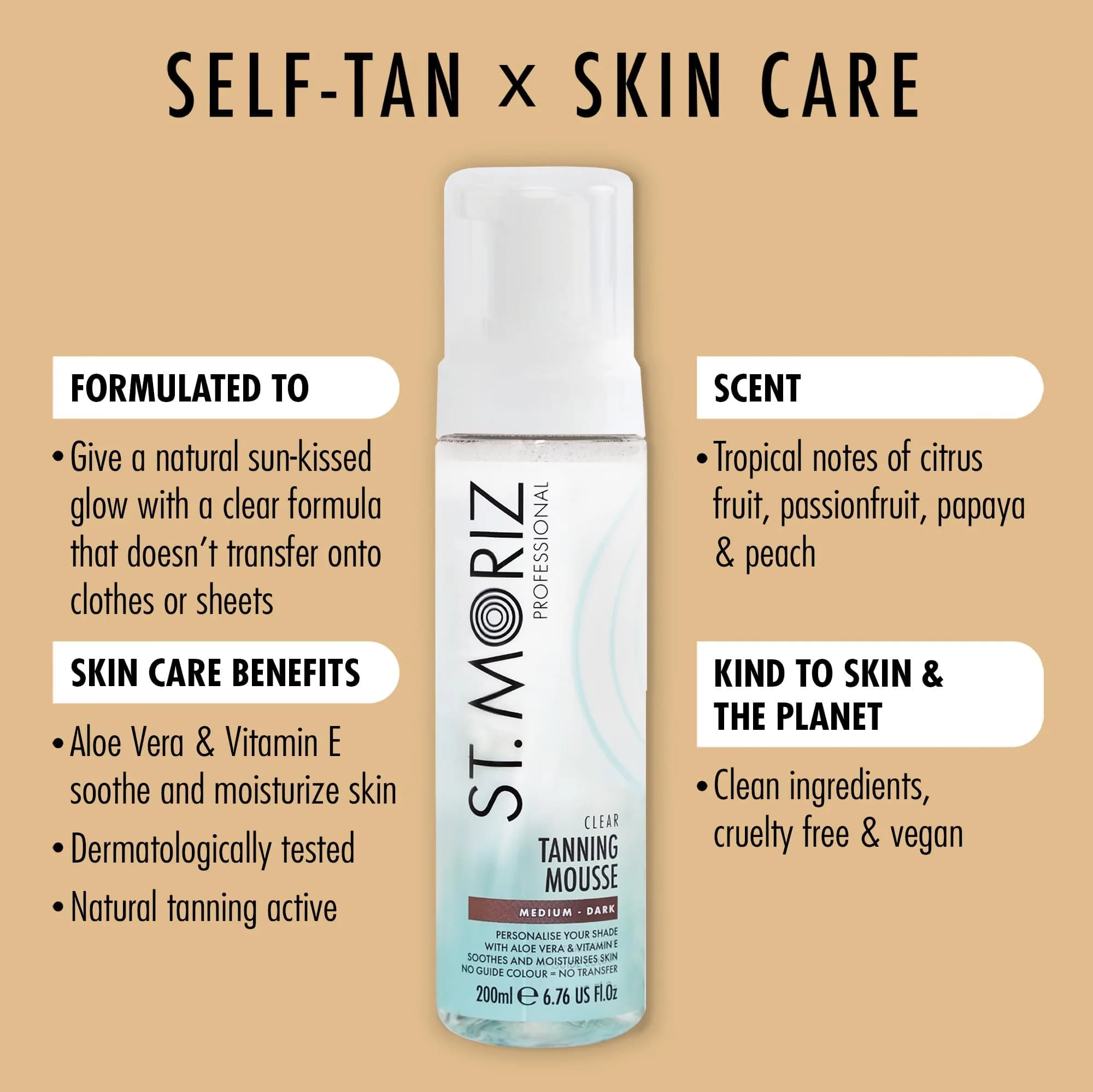 St. Moriz Professional Clear Tanning Mousse Medium to Dark 200ml (6.76 Fl Oz) | Vegan Fake Tan with Aloe Vera & Vitamin E - view 2