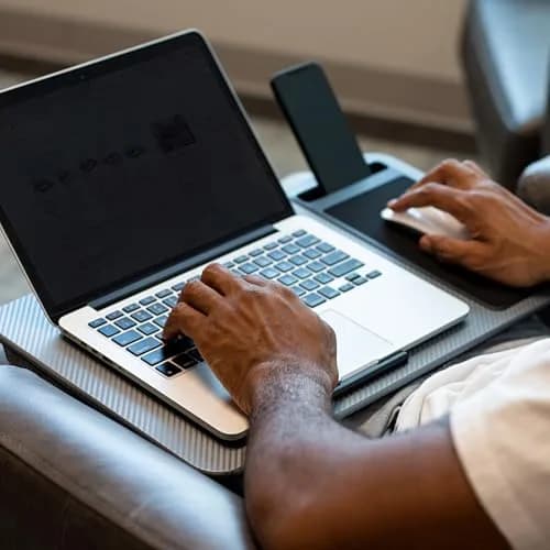 LapGear Home Office Lap Desk with Device Ledge, Mouse Pad, and Phone Holder - Silver Carbon - 53.6 cm (21.1") Wide | Fits Laptops up to 15.6" thumbnail 6