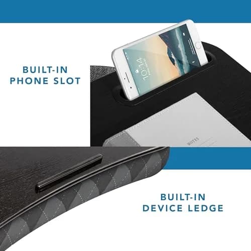 LapGear Designer Lap Desk – Gray Argyle, Fits 15.6” Laptops | Comfortable Cushion Base & Built-In Phone Slot thumbnail 4