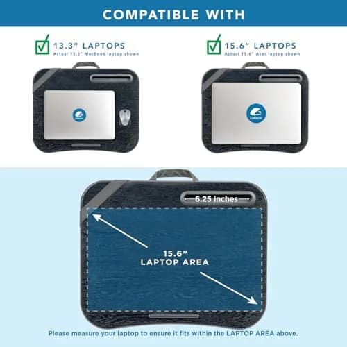 LapGear Designer Lap Desk – Gray Argyle, Fits 15.6” Laptops | Comfortable Cushion Base & Built-In Phone Slot thumbnail 3