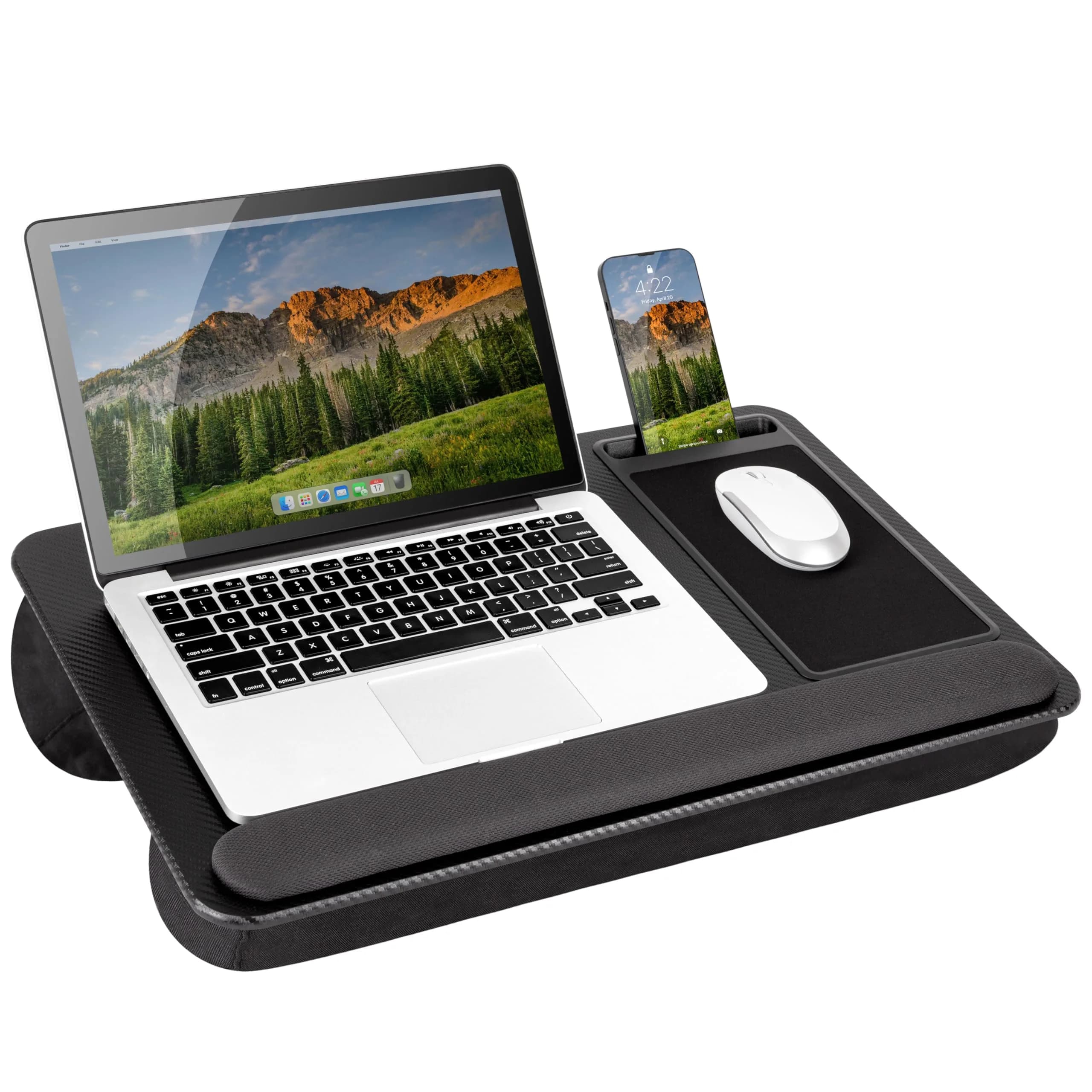 LapGear Home Office Pro Lap Desk - Black Carbon, Fits 15.6” Laptops | Ergonomic Design with Mouse Pad & Phone Slot - main product image