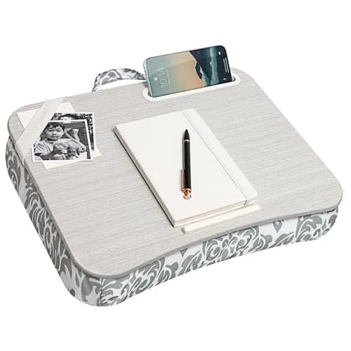 LapGear Designer Lap Desk – Gray Damask, Fits 15.6” Laptops | Portable Workspace for Students & Professionals thumbnail 1