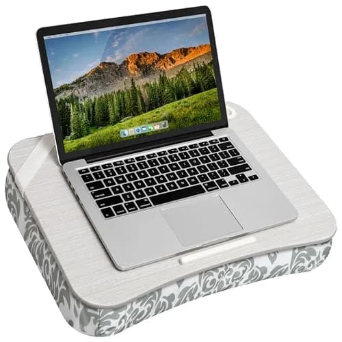 LapGear Designer Lap Desk – Gray Damask, Fits 15.6” Laptops | Portable Workspace for Students & Professionals thumbnail 7