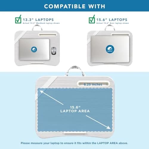 LapGear Designer Lap Desk – Gray Damask, Fits 15.6” Laptops | Portable Workspace for Students & Professionals thumbnail 3