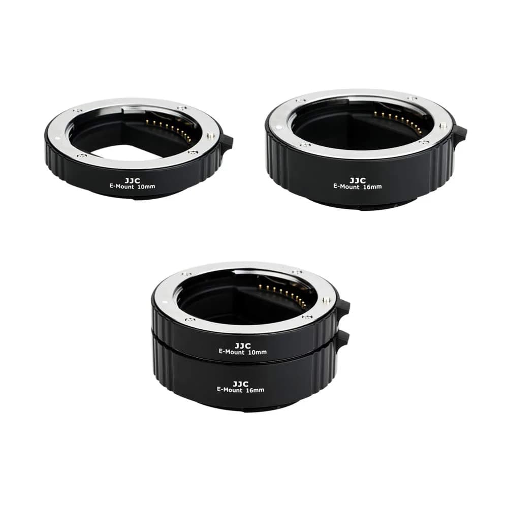 JJC Auto Focus Macro Extension Tube Set for Sony E Mount Cameras & Lenses | 10mm & 16mm Tubes for Macro Photography - main product image