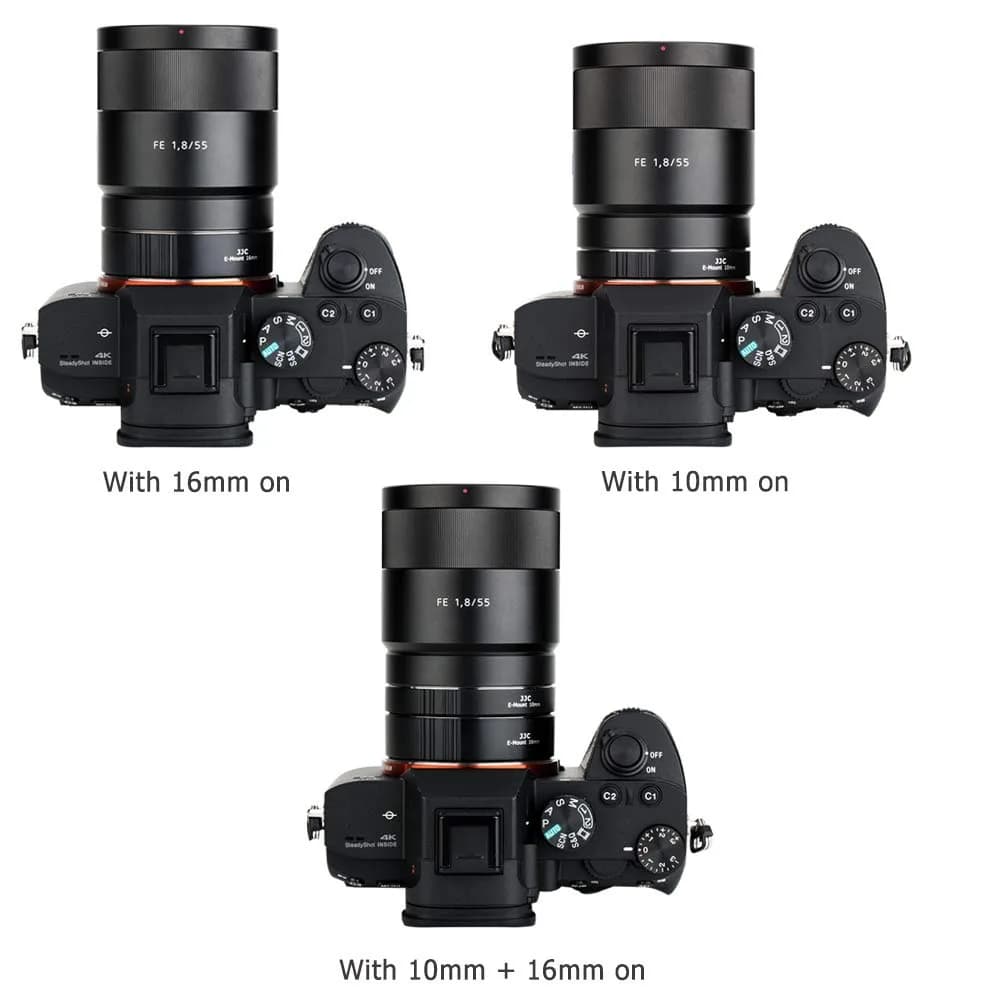 JJC Auto Focus Macro Extension Tube Set for Sony E Mount Cameras & Lenses | 10mm & 16mm Tubes for Macro Photography - view 5