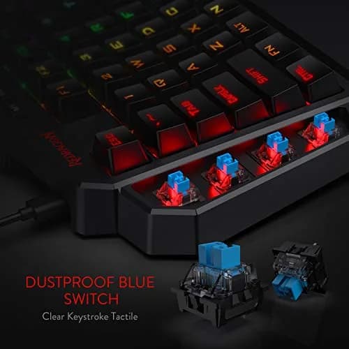 Redragon K585 DITI One-Handed RGB Mechanical Gaming Keypad with Detachable Wrist Rest | 42-Key Layout, Programmable Macros thumbnail 4
