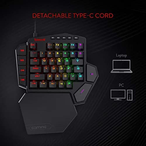 Redragon K585 DITI One-Handed RGB Mechanical Gaming Keypad with Detachable Wrist Rest | 42-Key Layout, Programmable Macros thumbnail 8