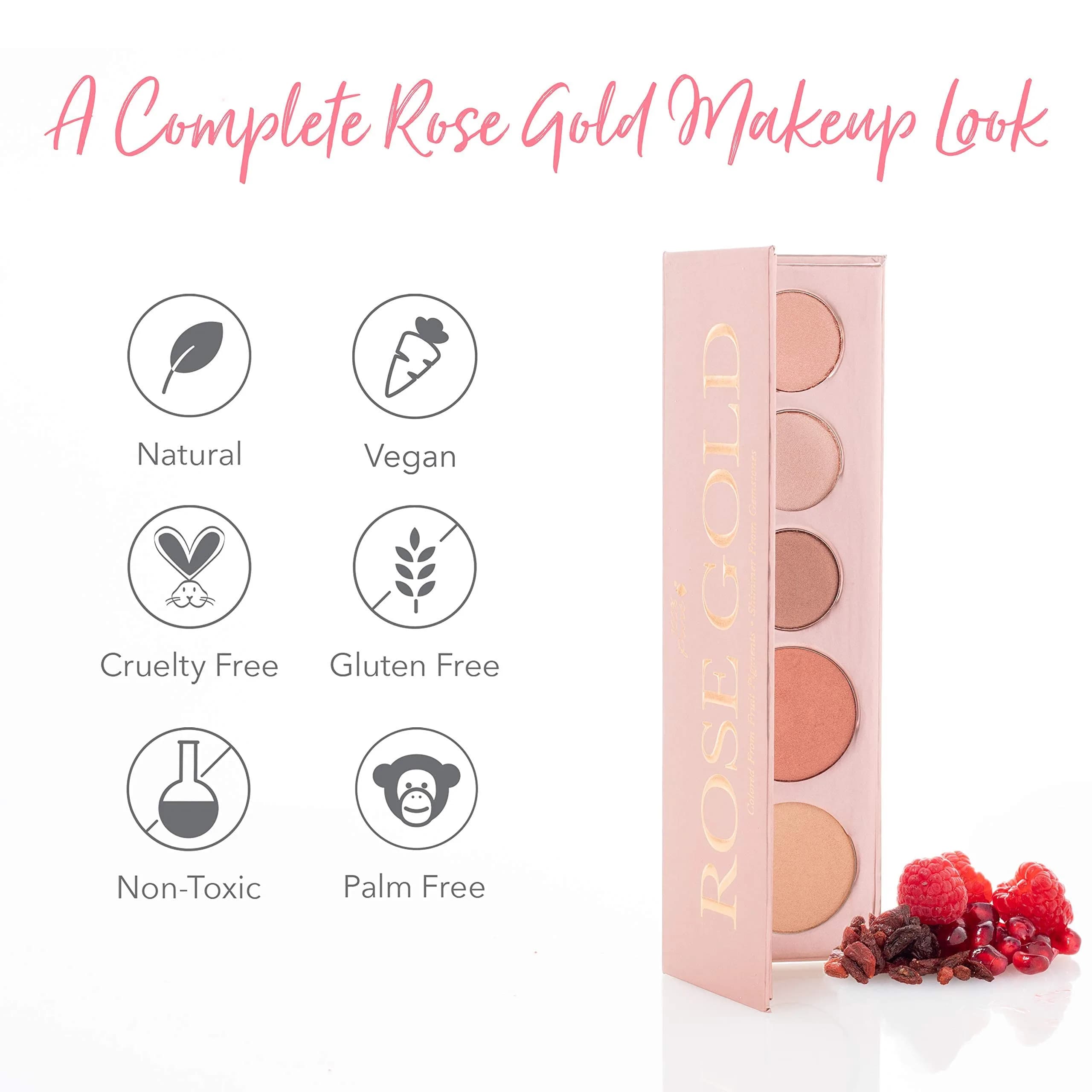100% PURE Rose Gold Makeup Palette All in One Compact 3, Rose Gold | Natural Fruit Pigmented Multi-Use Face & Eye Makeup - view 8
