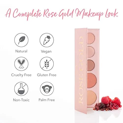 100% PURE Rose Gold Makeup Palette All in One Compact 3, Rose Gold | Natural Fruit Pigmented Multi-Use Face & Eye Makeup thumbnail 8
