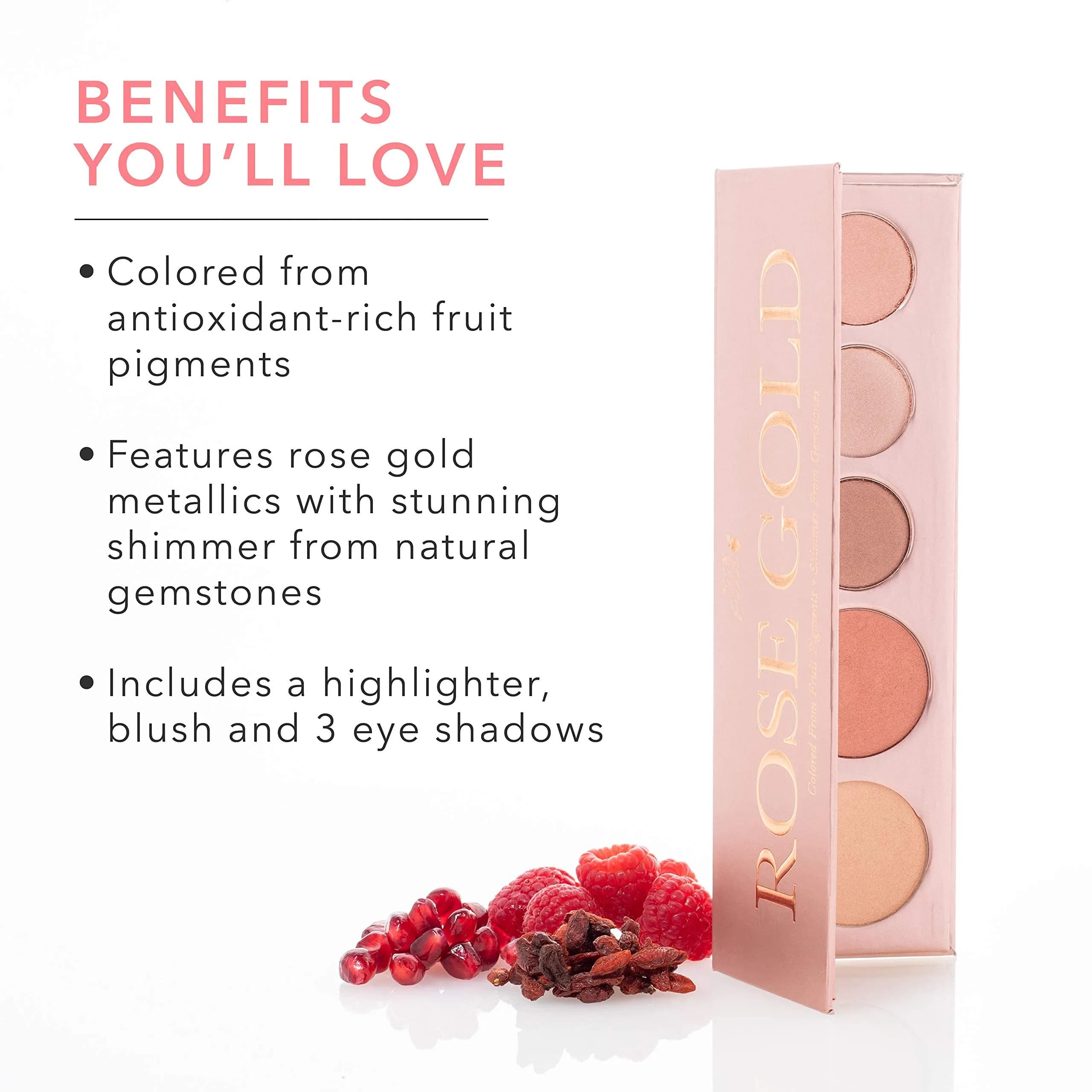 100% PURE Rose Gold Makeup Palette All in One Compact 3, Rose Gold | Natural Fruit Pigmented Multi-Use Face & Eye Makeup - view 3