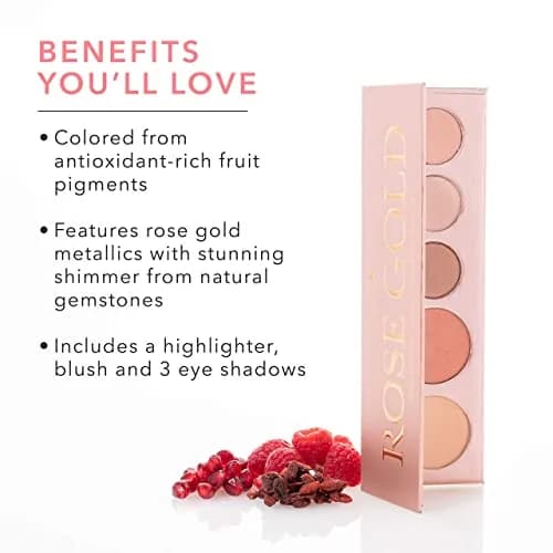 100% PURE Rose Gold Makeup Palette All in One Compact 3, Rose Gold | Natural Fruit Pigmented Multi-Use Face & Eye Makeup thumbnail 3