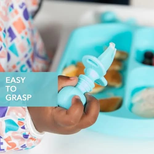 Bumkins Baby Flatware Set, Chewtensils Silicone Spoons & Forks, 6+ Months, Blue | Soft, Safe, Self-Feeding Practice thumbnail 4