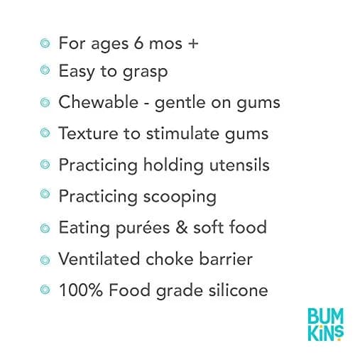 Bumkins Baby Flatware Set, Chewtensils Silicone Spoons & Forks, 6+ Months, Blue | Soft, Safe, Self-Feeding Practice thumbnail 6