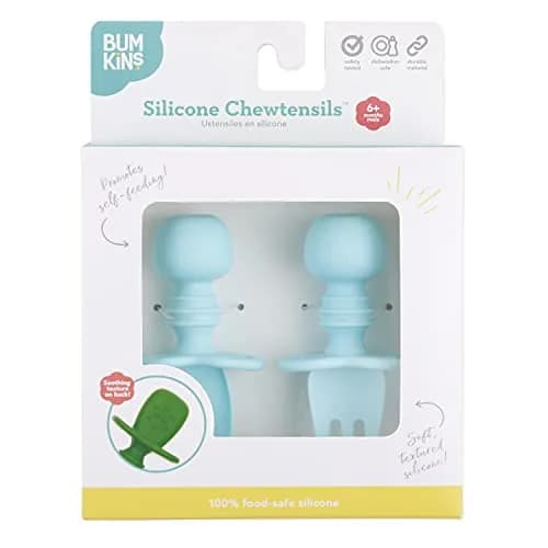 Bumkins Baby Flatware Set, Chewtensils Silicone Spoons & Forks, 6+ Months, Blue | Soft, Safe, Self-Feeding Practice thumbnail 7