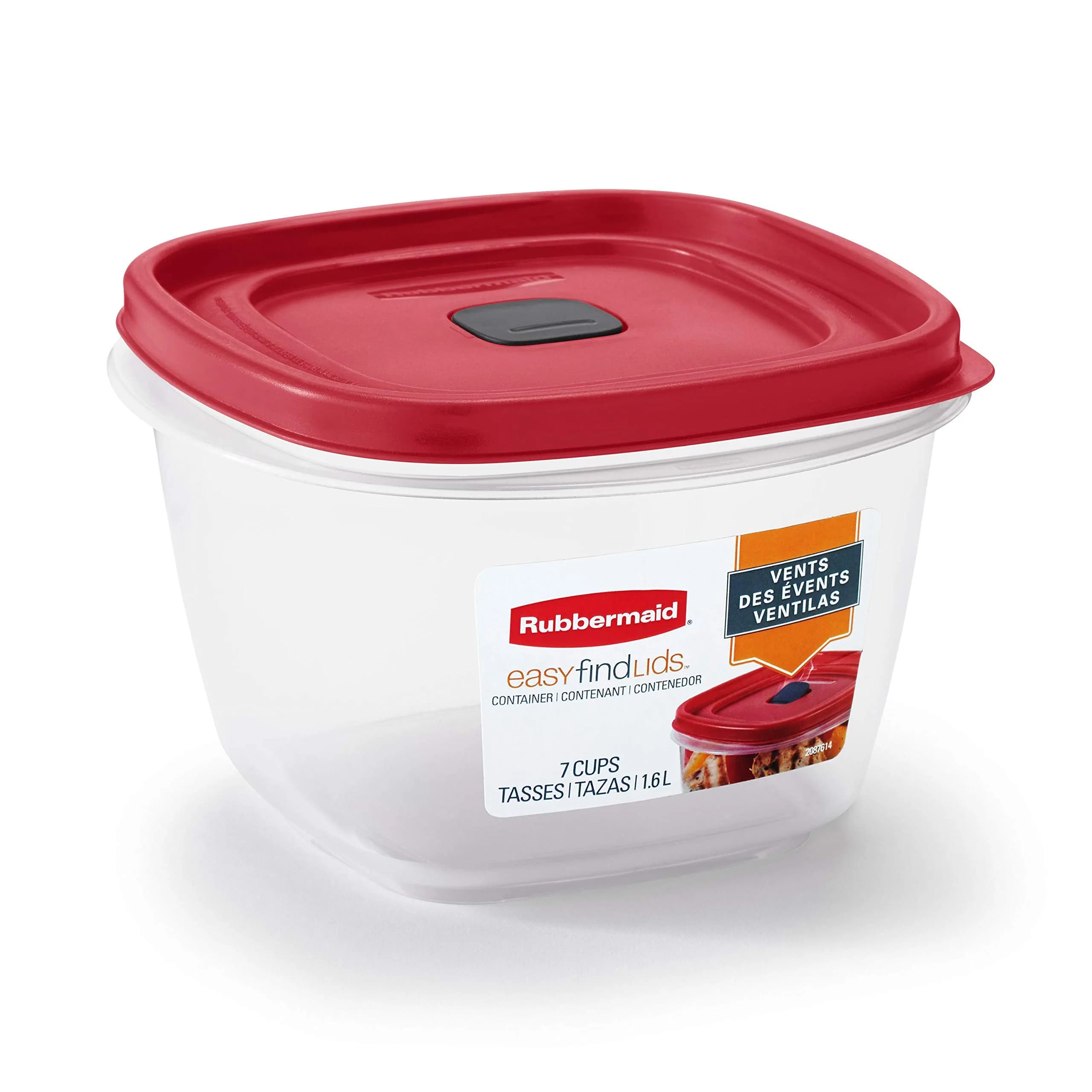 Rubbermaid EasyFindLids Food Storage Containers with SilverShield Antimicrobial Protection, 42-Piece Set, BPA-Free, Grey | Airtight & Nesting Kitchen Pantry Storage — Red / 7 Cup thumbnail 1