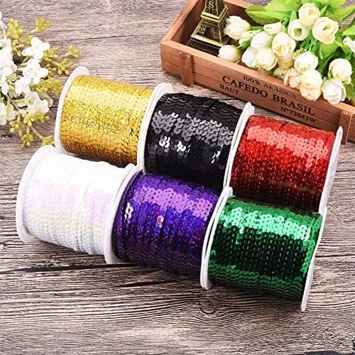 PH PandaHall Black Sequin Trim 6mm Wide 100 Yards | Sparkly Craft Ribbon for Sewing & Costumes thumbnail 6