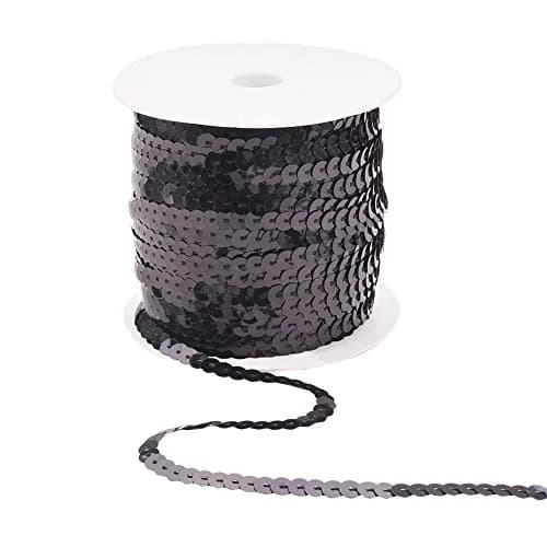 PH PandaHall Black Sequin Trim 6mm Wide 100 Yards | Sparkly Craft Ribbon for Sewing & Costumes thumbnail 1