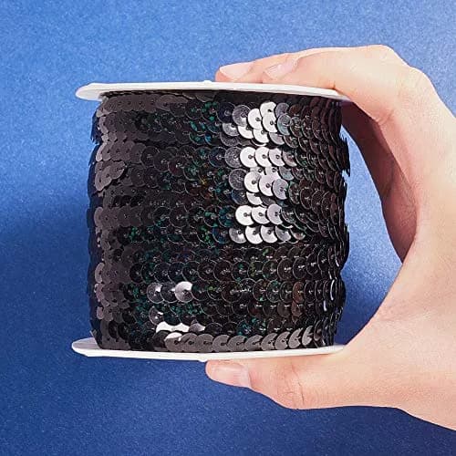 PH PandaHall Black Sequin Trim 6mm Wide 100 Yards | Sparkly Craft Ribbon for Sewing & Costumes thumbnail 3