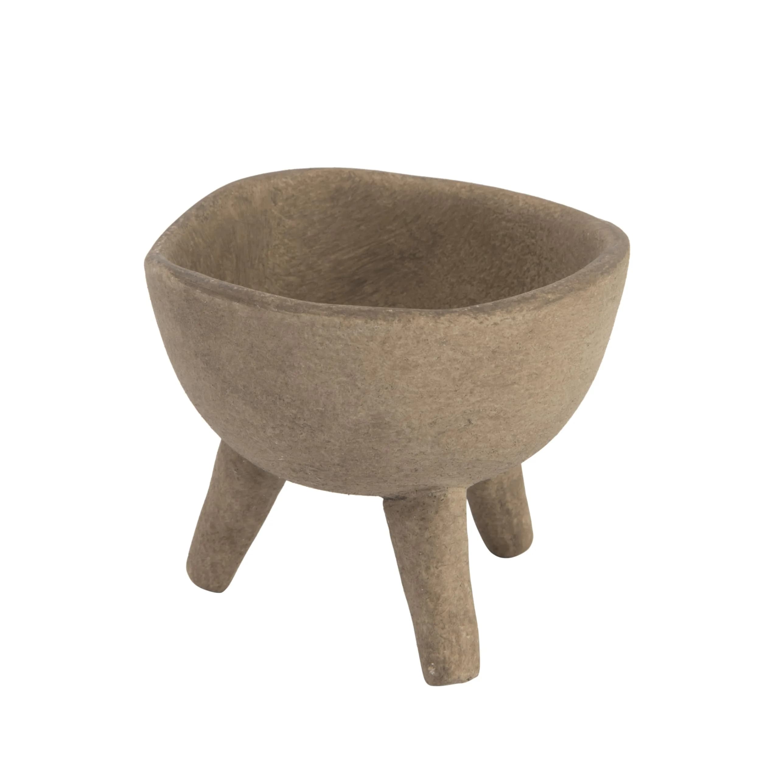 Creative Co-Op Round Terra-cotta Bowl with 3-Legs and Distressed Finish, Cream | Rustic Indoor/Outdoor Decor