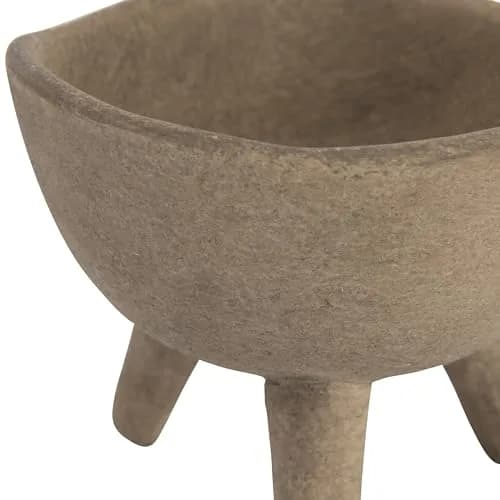 Creative Co-Op Round Terra-cotta Bowl with 3-Legs and Distressed Finish, Cream | Rustic Indoor/Outdoor Decor thumbnail 4