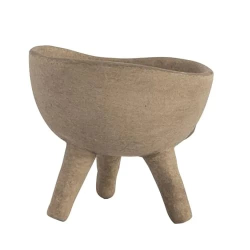 Creative Co-Op Round Terra-cotta Bowl with 3-Legs and Distressed Finish, Cream | Rustic Indoor/Outdoor Decor thumbnail 5