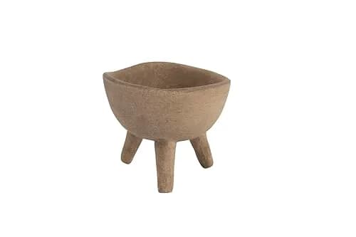 Creative Co-Op Round Terra-cotta Bowl with 3-Legs and Distressed Finish, Cream | Rustic Indoor/Outdoor Decor thumbnail 8