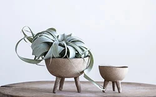 Creative Co-Op Round Terra-cotta Bowl with 3-Legs and Distressed Finish, Cream | Rustic Indoor/Outdoor Decor thumbnail 9